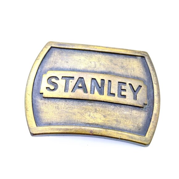 Vintage Stanley Belt Buckle, 1978 Brass Tool Advertising Accessory Collectible - Picture 1 of 2